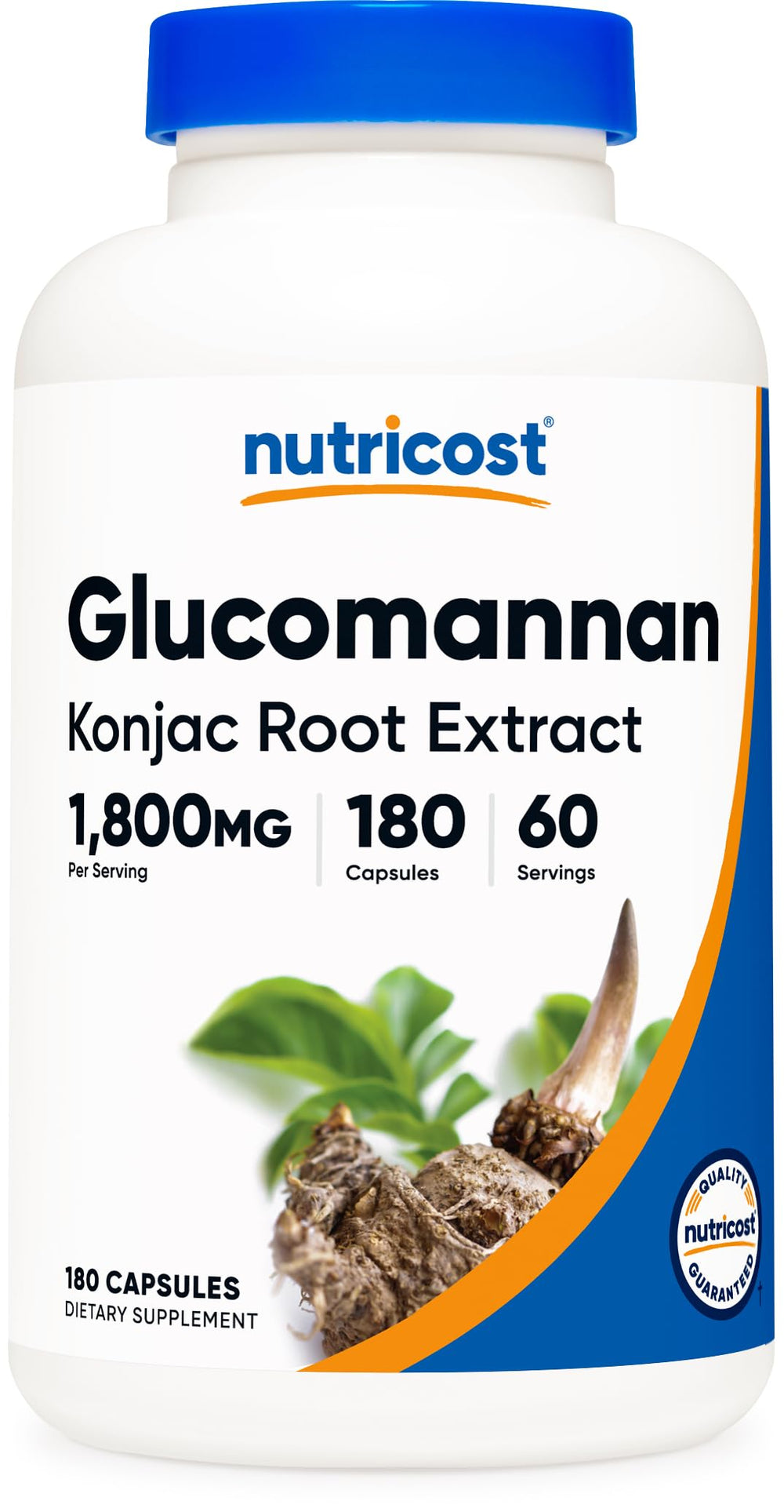Glucomannan 1,800mg per serving capsules close-up