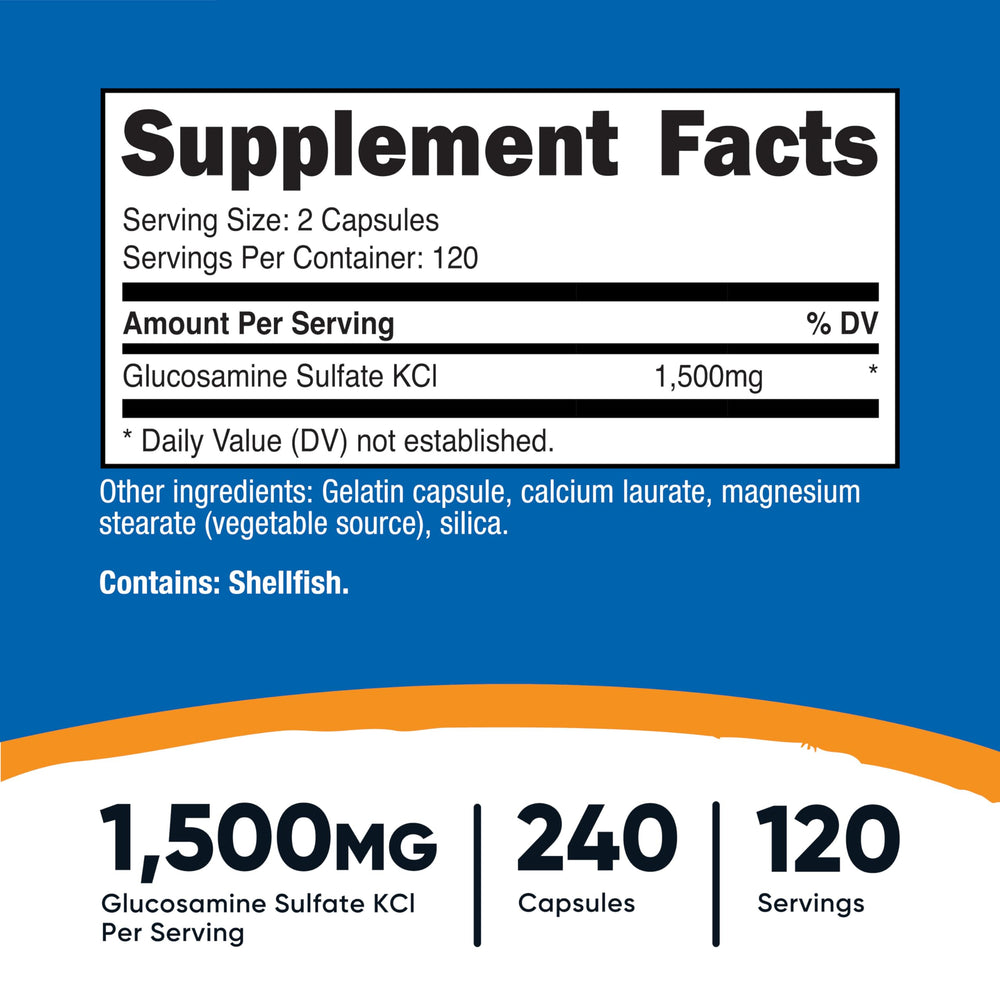 Nutricost Glucosamine Sulfate 1500mg 240-cap bottle