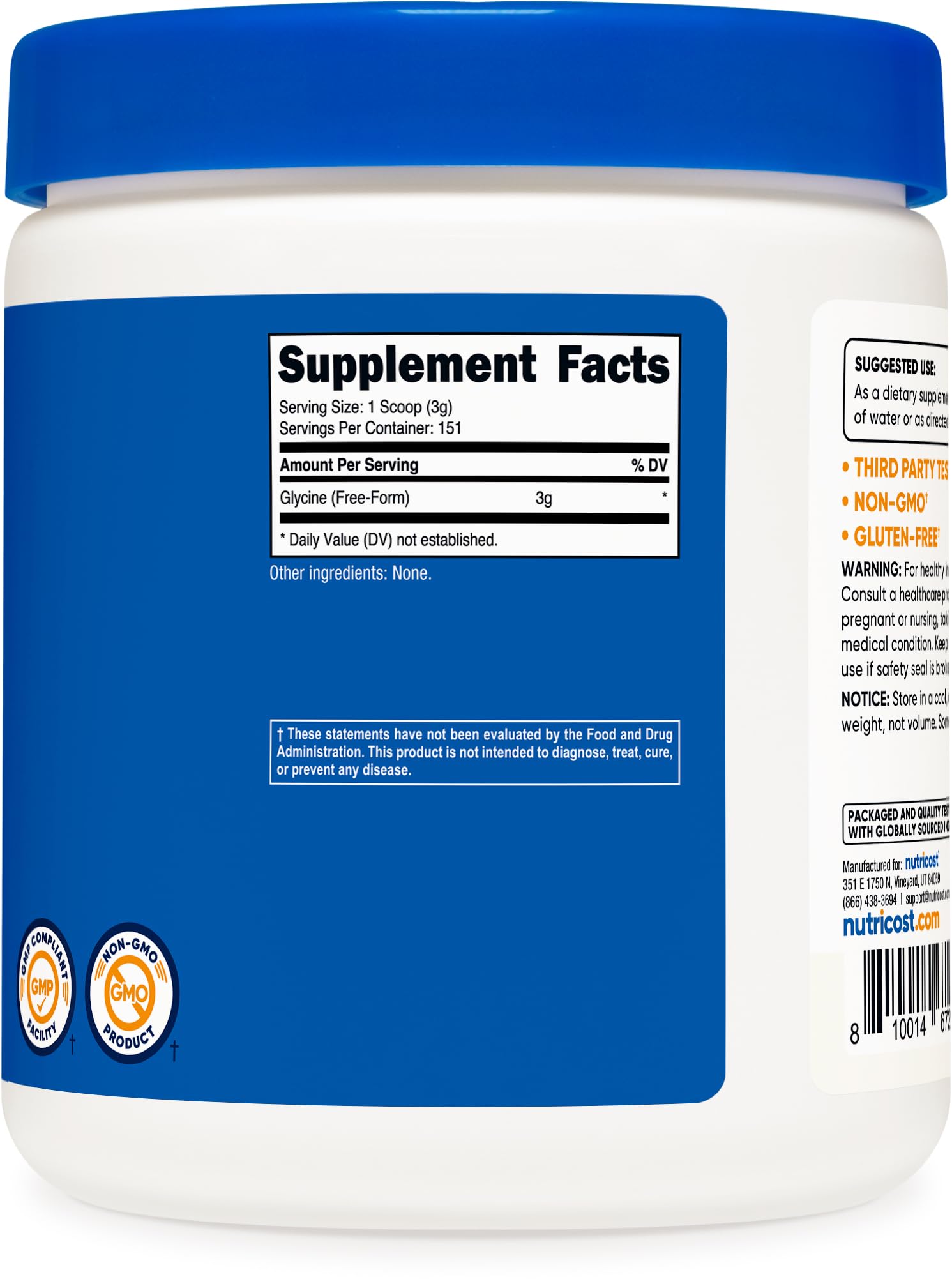 Glycine powder manufactured in GMP-compliant FDA-registered facility