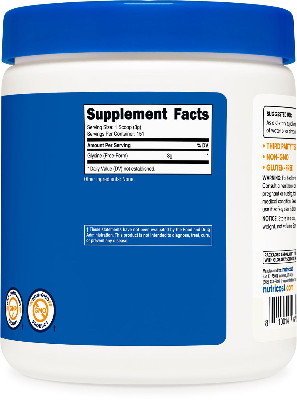 Glycine powder manufactured in GMP-compliant FDA-registered facility