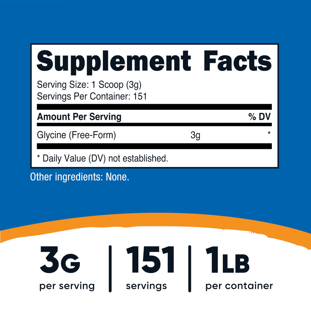 Nutricost Glycine Powder scoop included for easy 3g servings