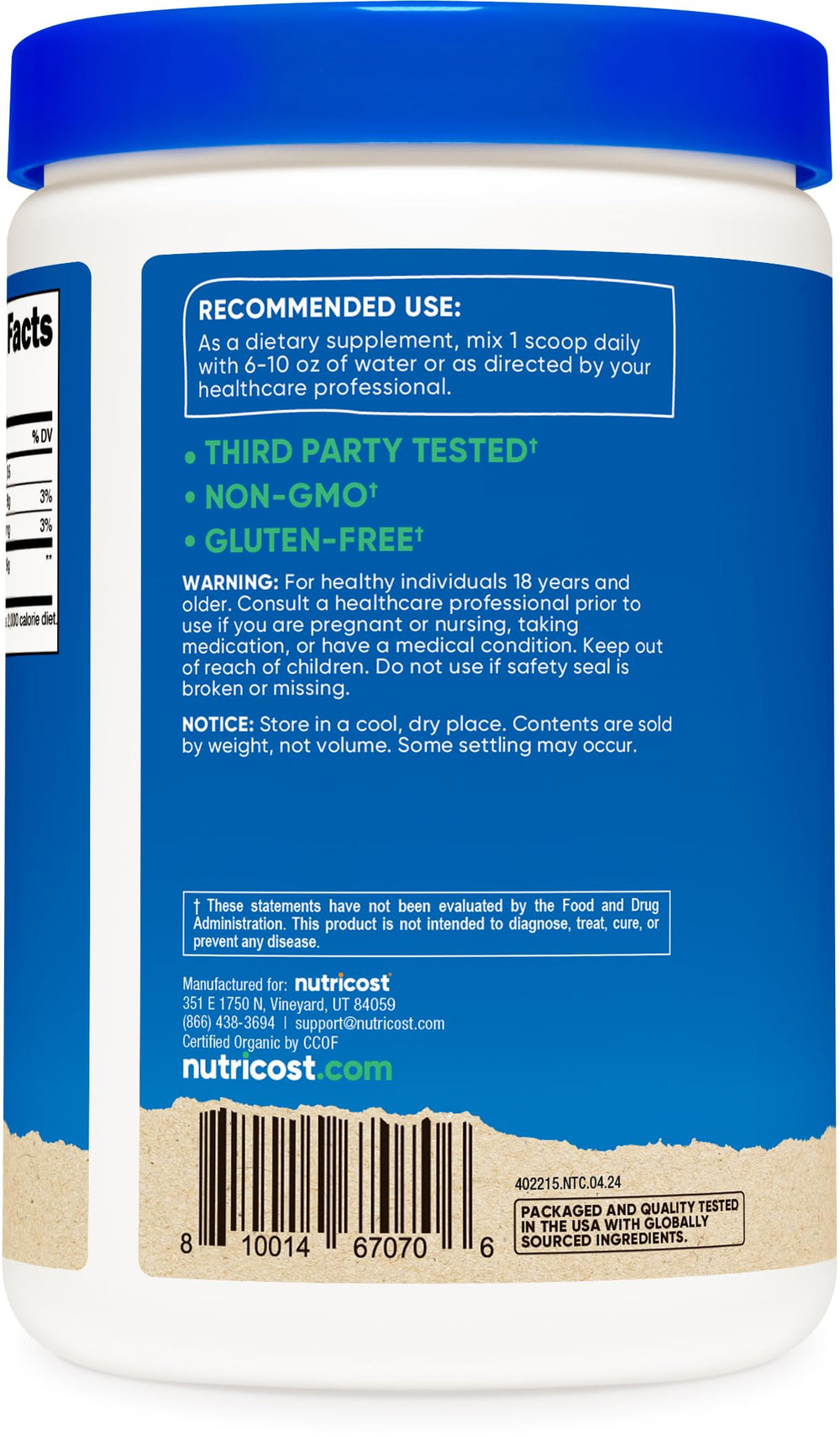 Serving scoop with 9 g goji berry powder