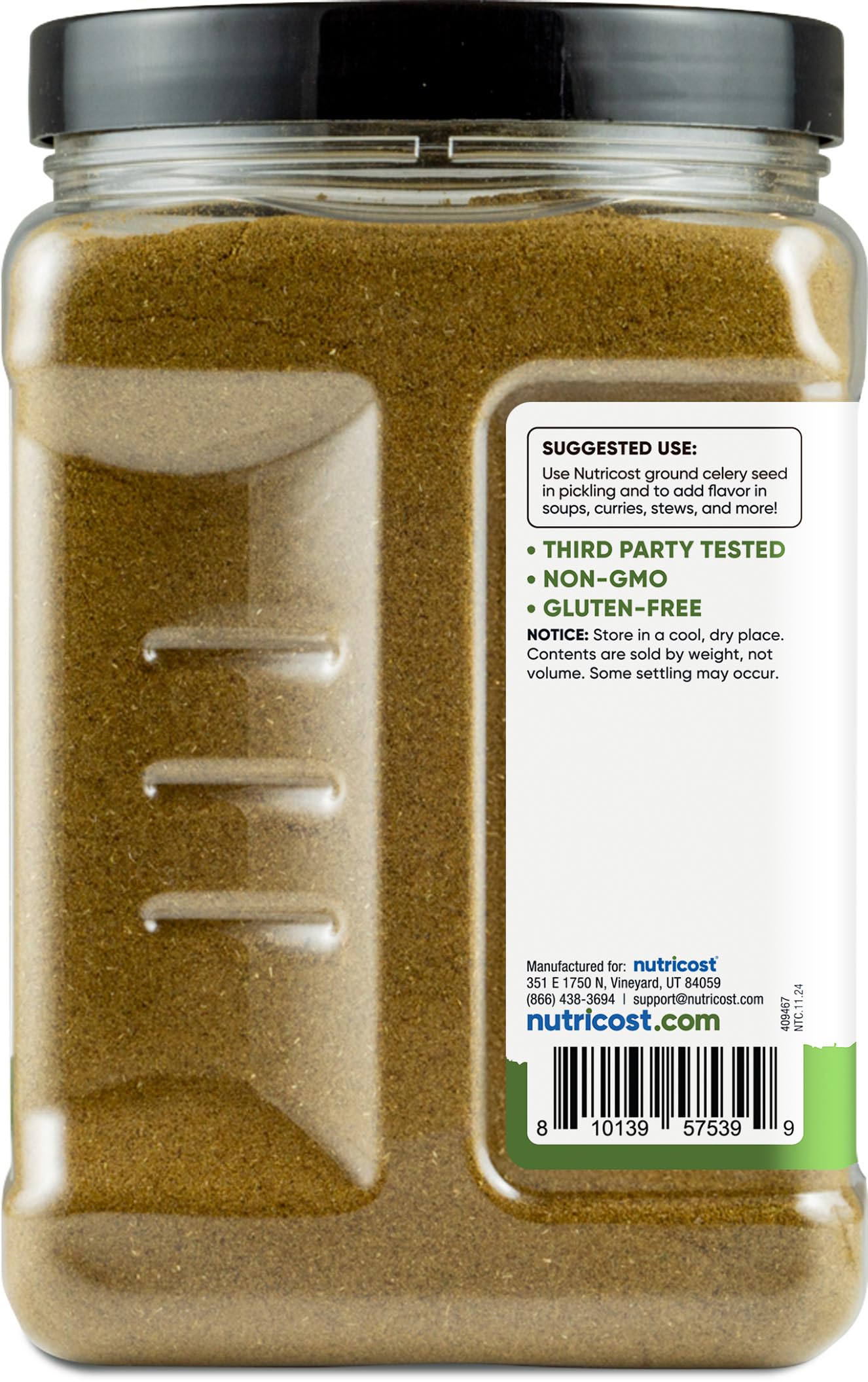 Label highlighting gluten-free vegan-friendly GMO-free