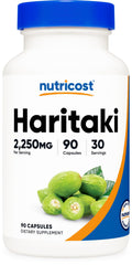 Nutricost Haritaki bottle label showing 2250 mg per serving
