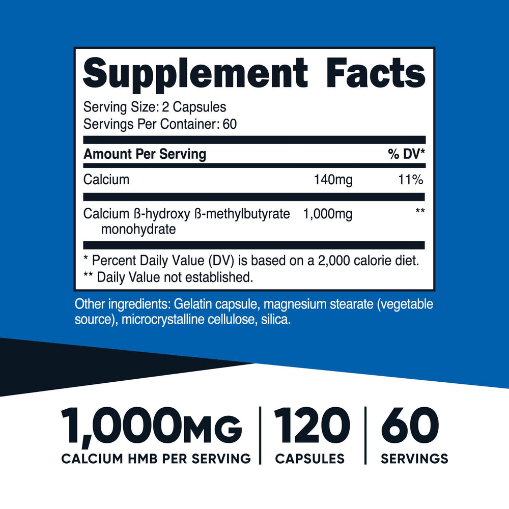 Nutricost HMB 1000mg bottle side view
