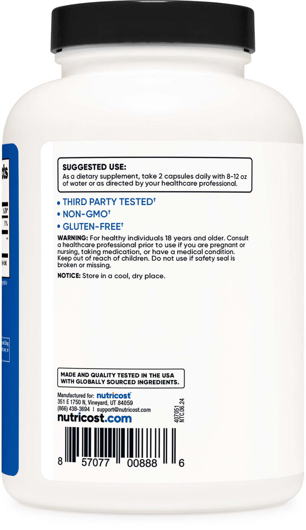 Gluten free and Non-GMO Nutricost HMB product