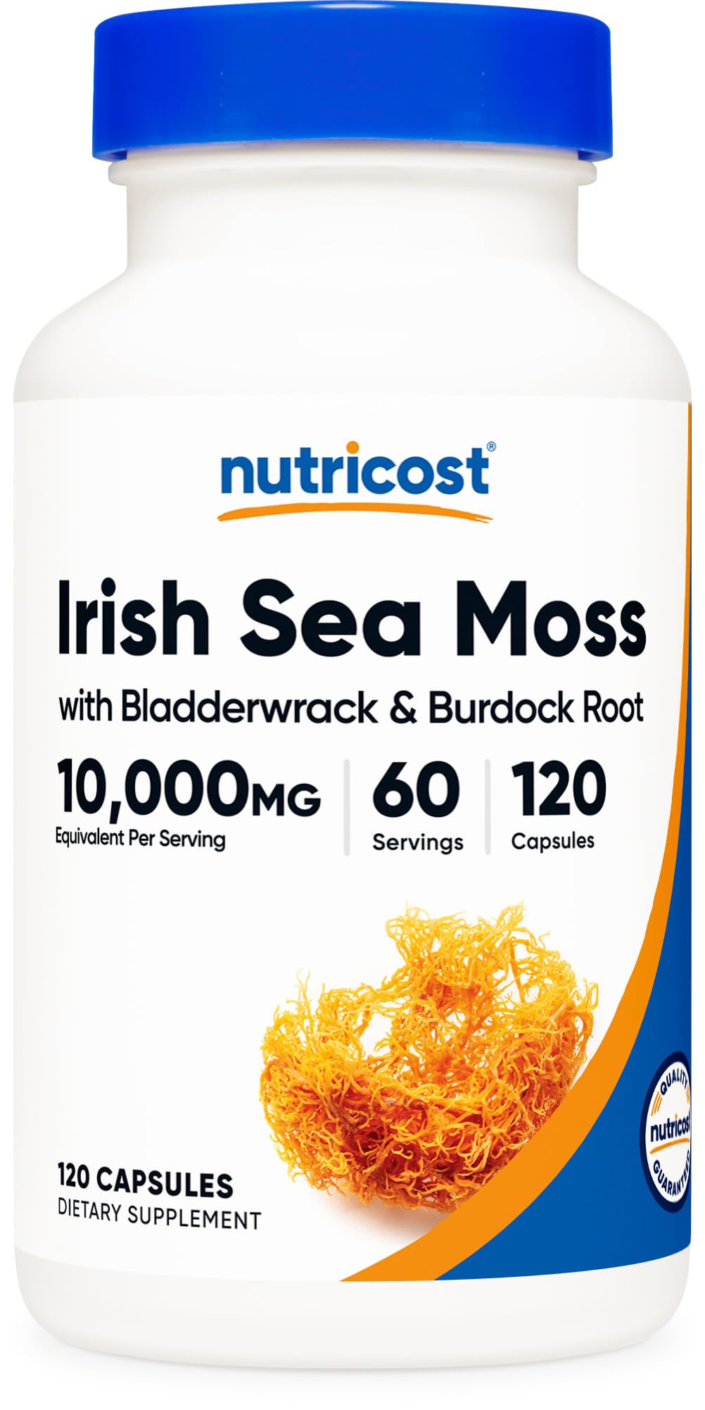 Front packaging and bottle of Nutricost Irish Sea Moss Extract