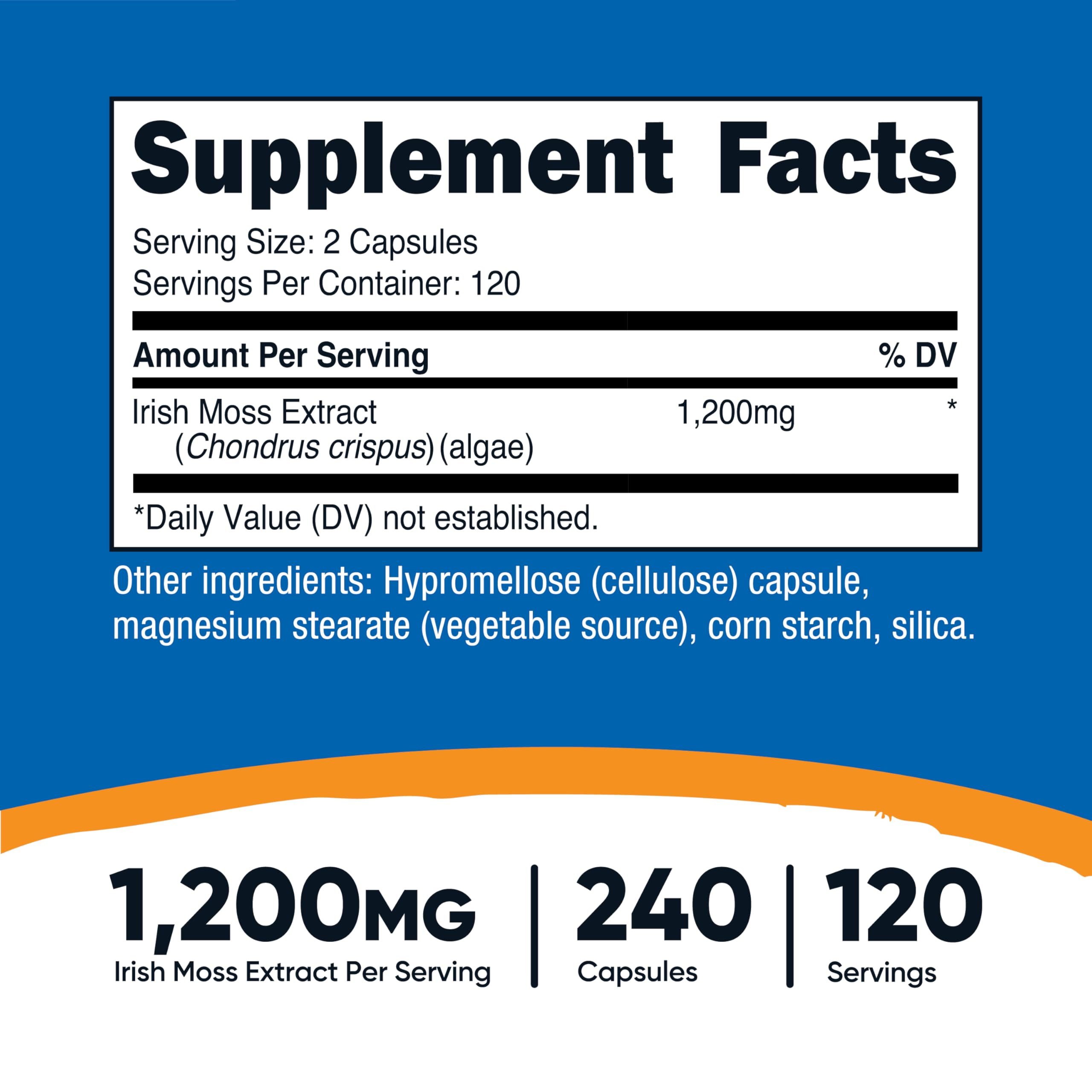 Ingredients panel for Nutricost Sea Moss Capsules