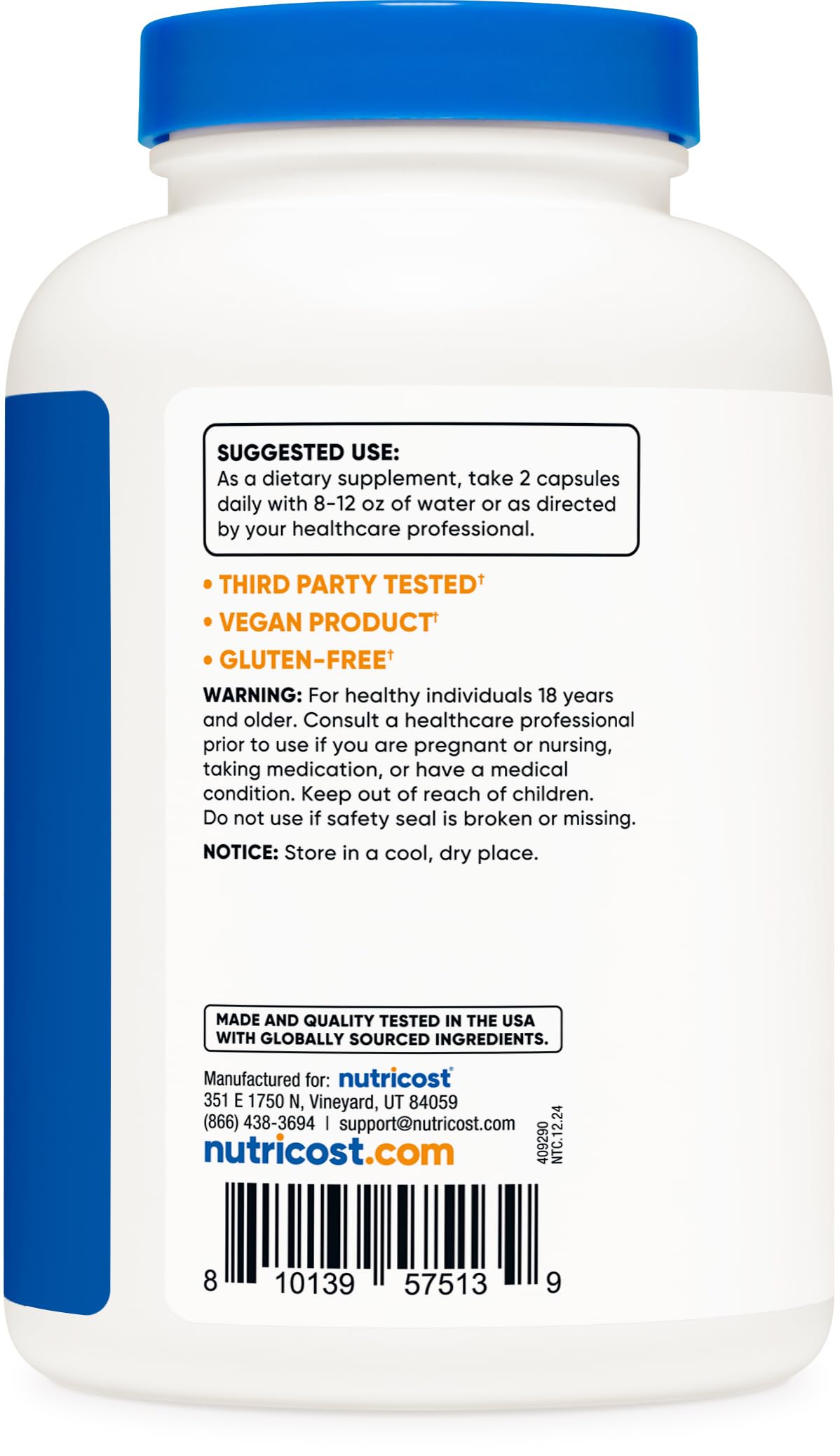 Packaging of Nutricost Irish Sea Moss Extract capsules