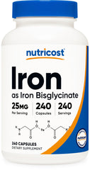 Nutricost Iron Bisglycinate 25mg bottle - 240 capsules