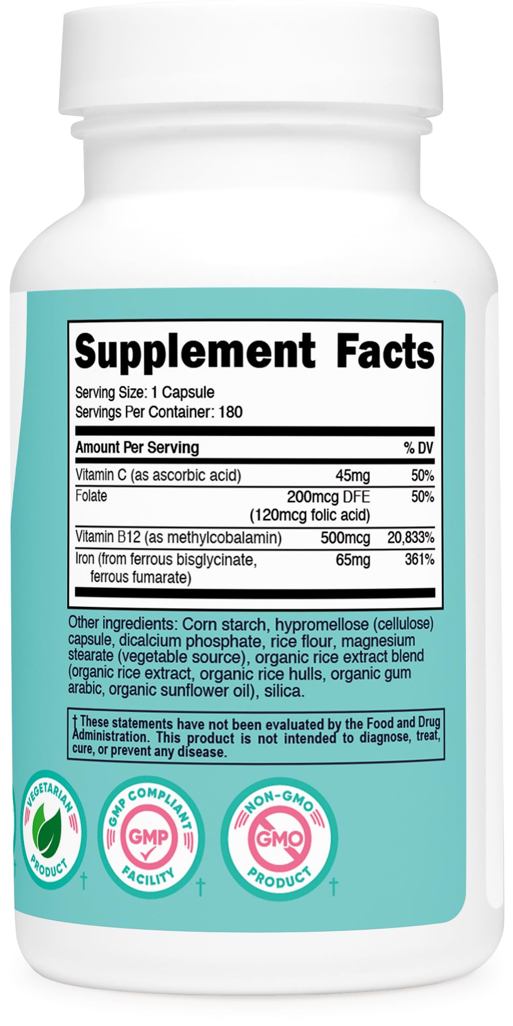 Lifestyle image of a woman taking an iron supplement