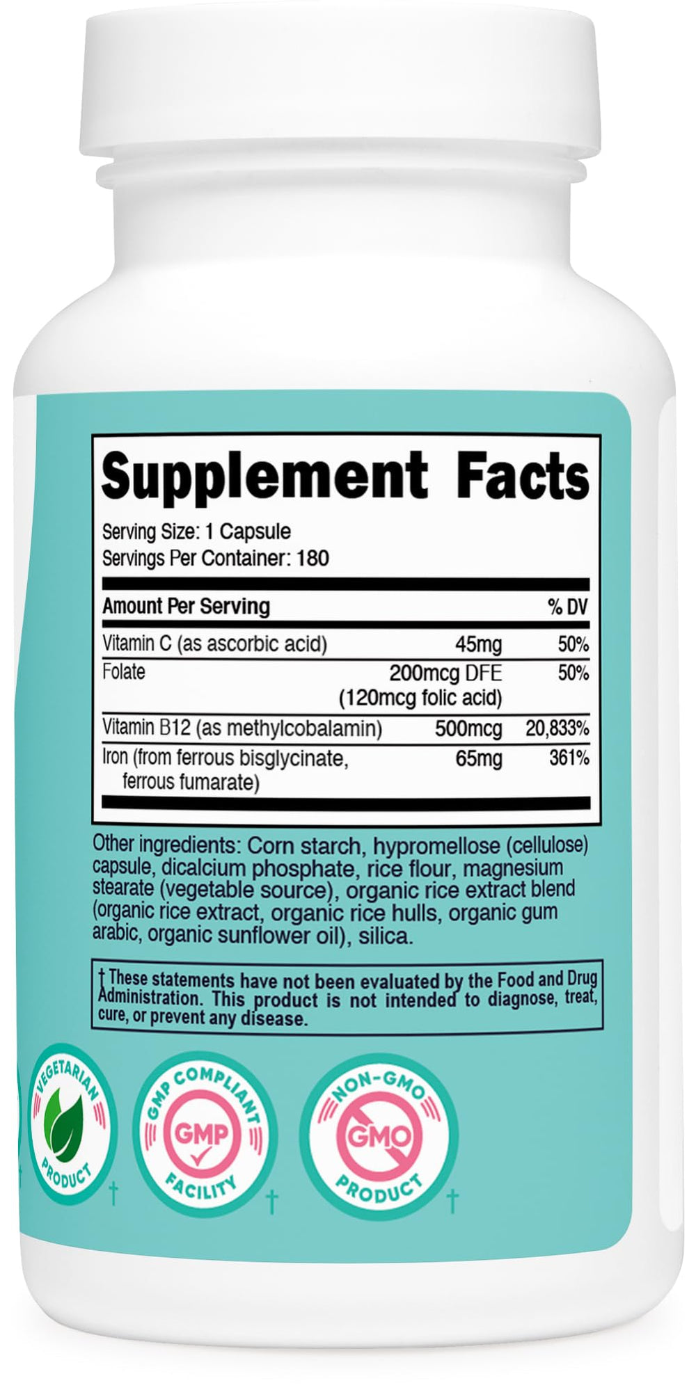 Lifestyle image of a woman taking an iron supplement