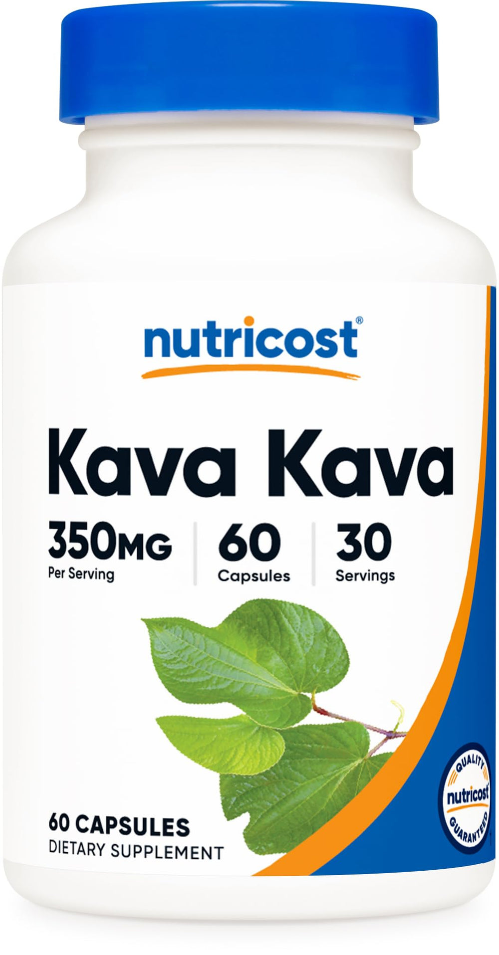 Nutricost Kava Kava capsules bottle label with 350 mg per serving