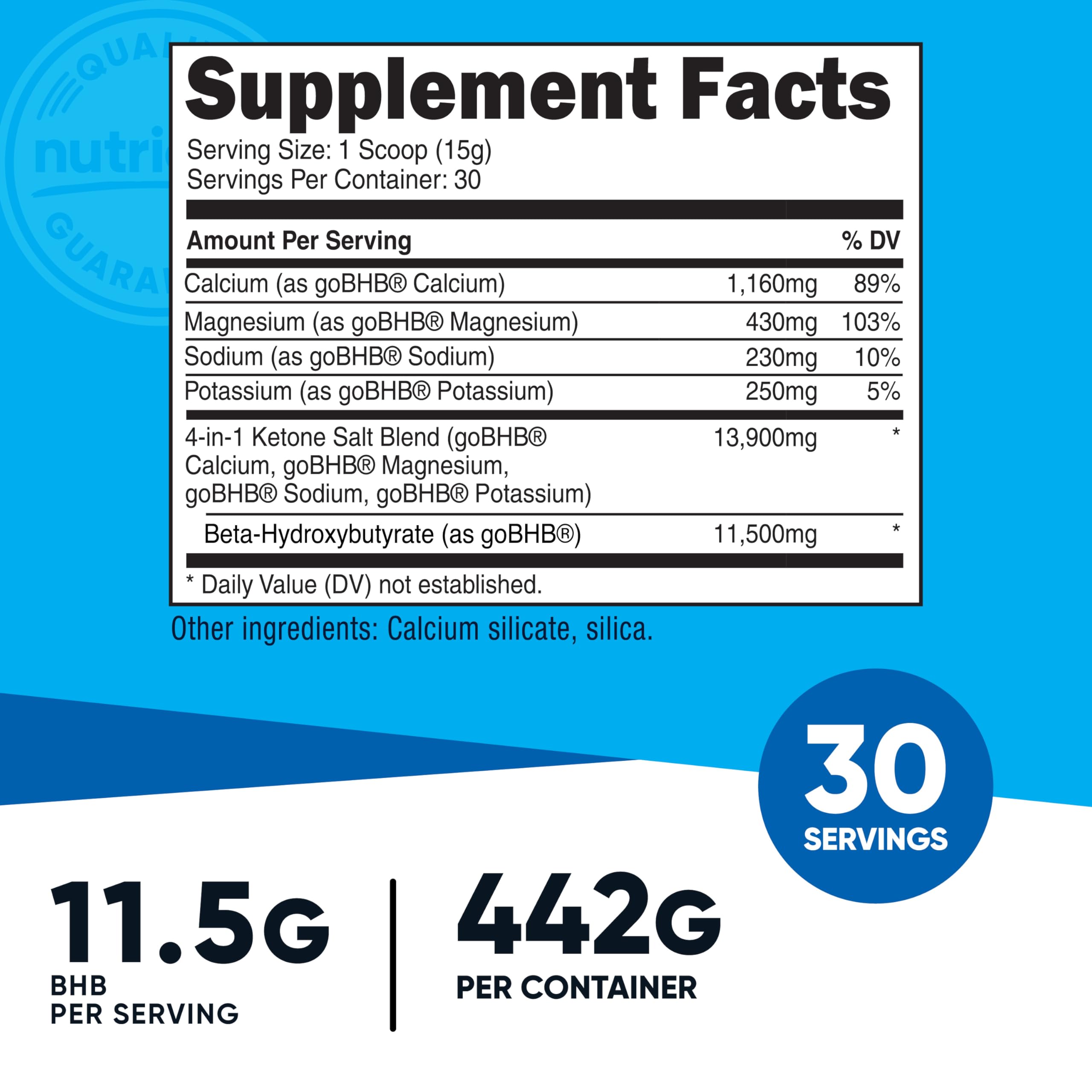 Close-up of goBHB ketone salts: calcium, magnesium, sodium, potassium