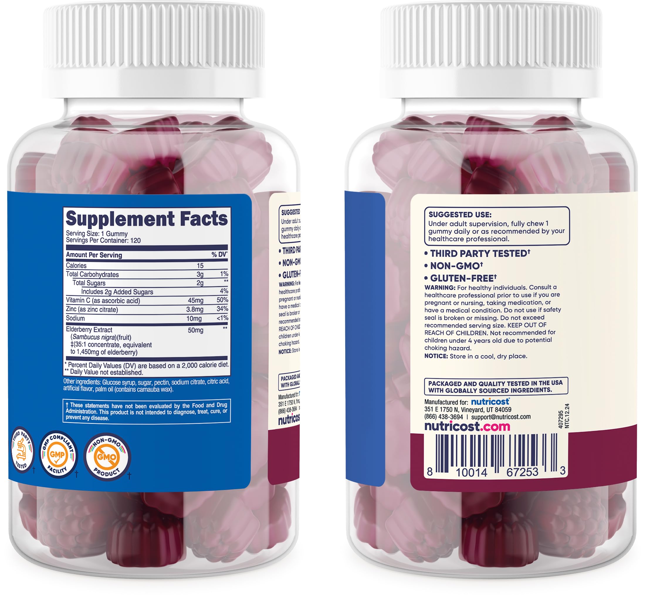 Child-lock cap on Nutricost Kids Elderberry Gummies bottle