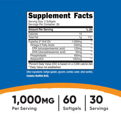 Close-up of Nutricost Krill Oil 1000mg softgels capsules