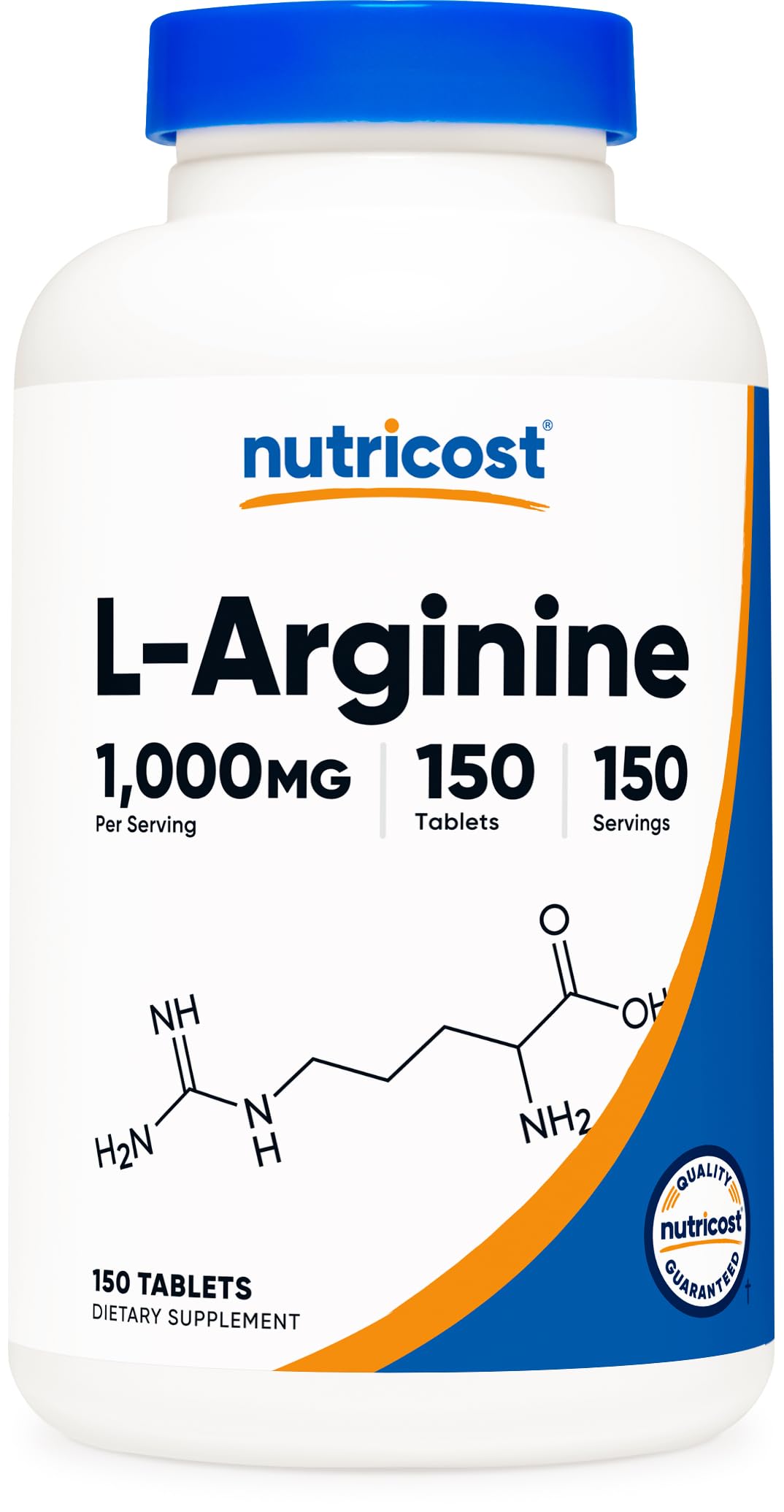 Nutricost L-Arginine 1000mg bottle with 150 tablets