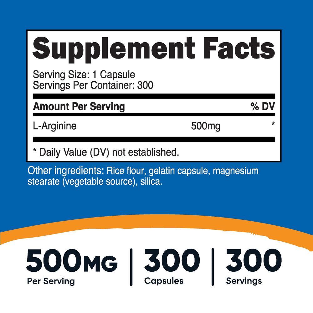 Nutricost L-Arginine 500mg bottle