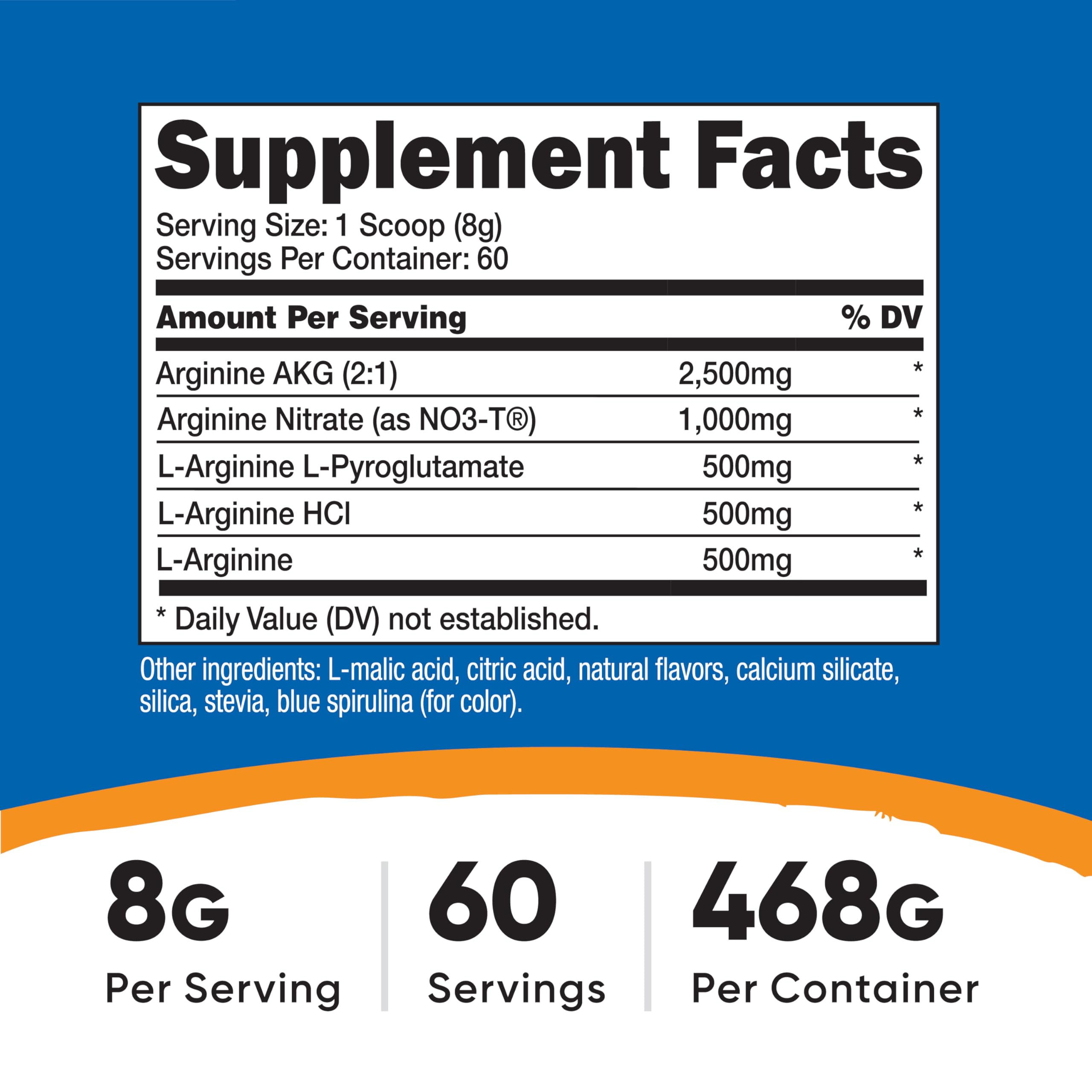 Nutricost L-Arginine Complex Blue Raspberry powder scoop