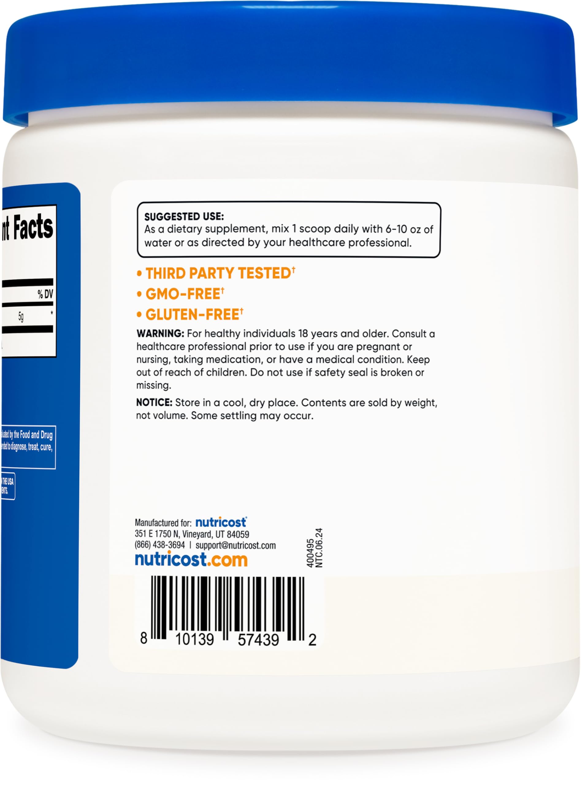 Gluten-free and Non-GMO Nutricost L-Arginine