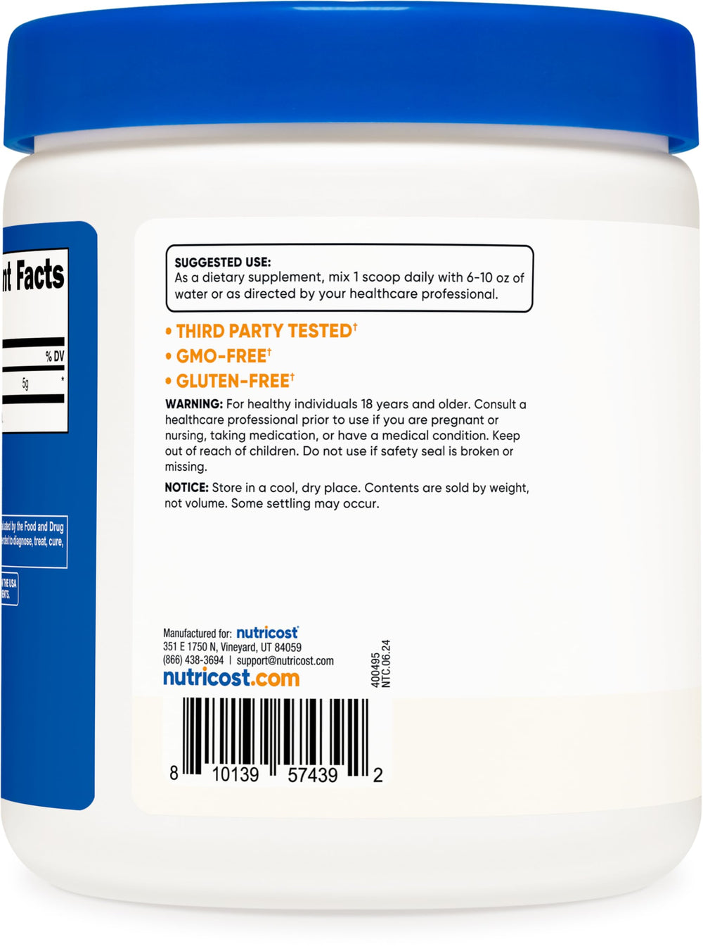 Gluten-free and Non-GMO Nutricost L-Arginine