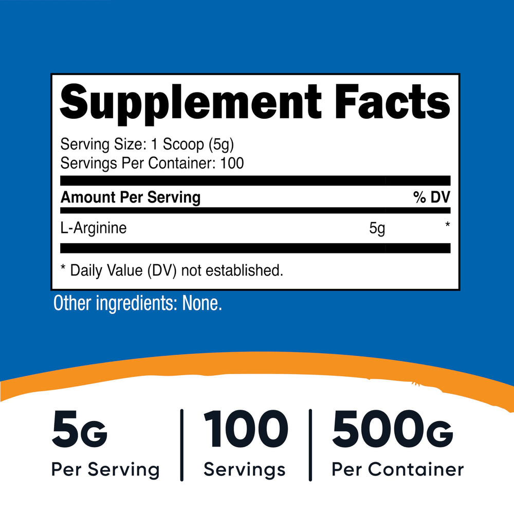 Nutricost L-Arginine Powder 500g label