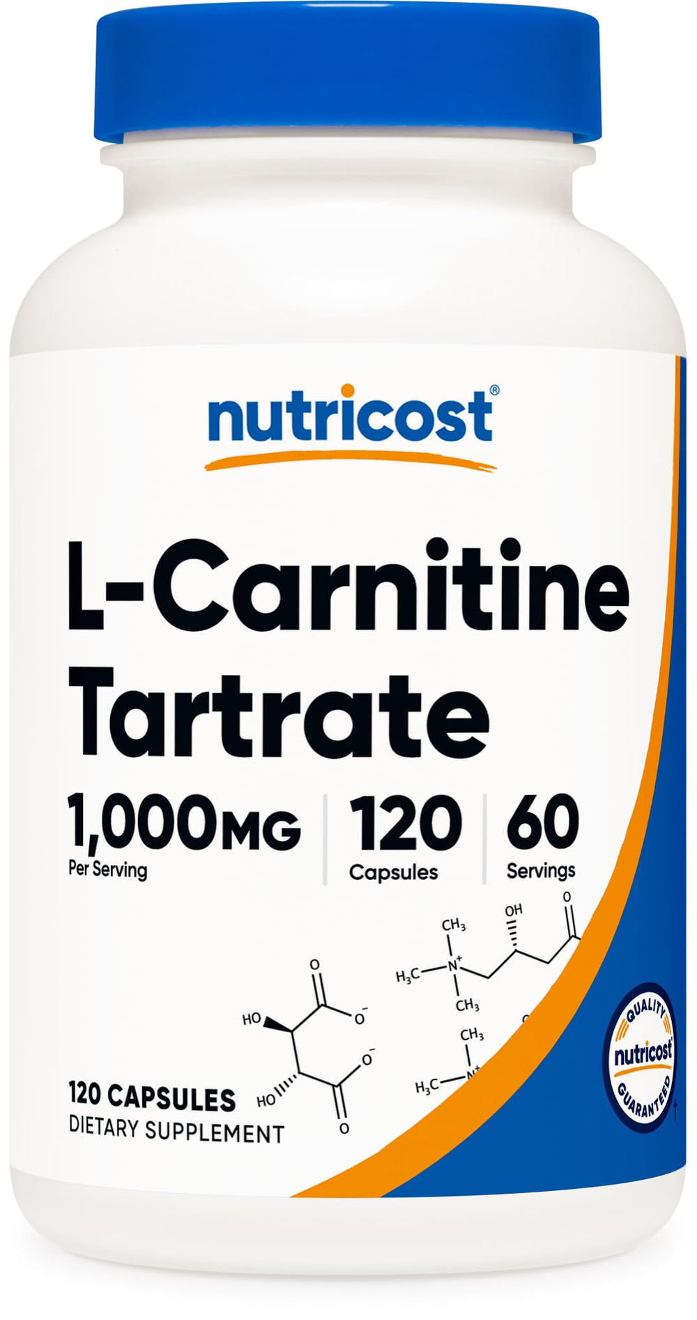 Front view of Nutricost L-Carnitine Tartrate 1000mg bottle