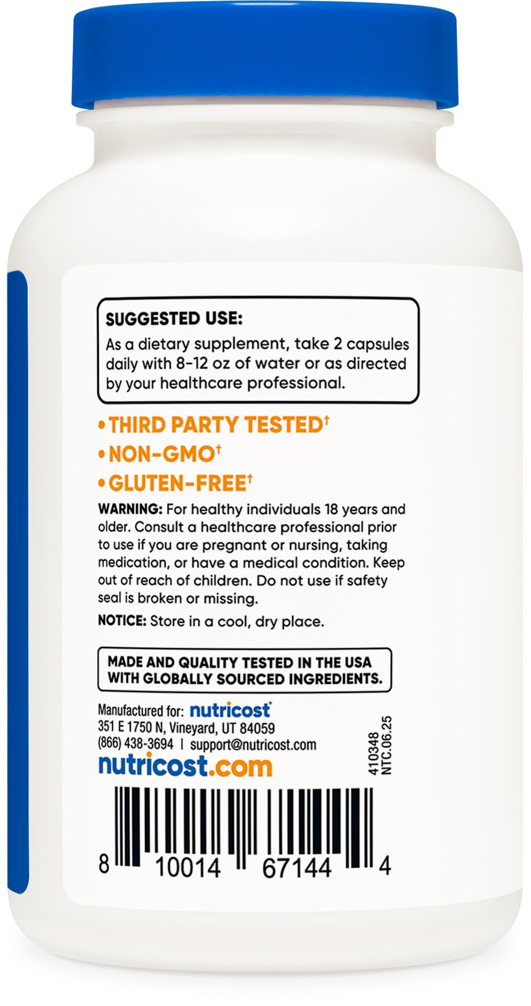 Ingredients and supplement facts panel