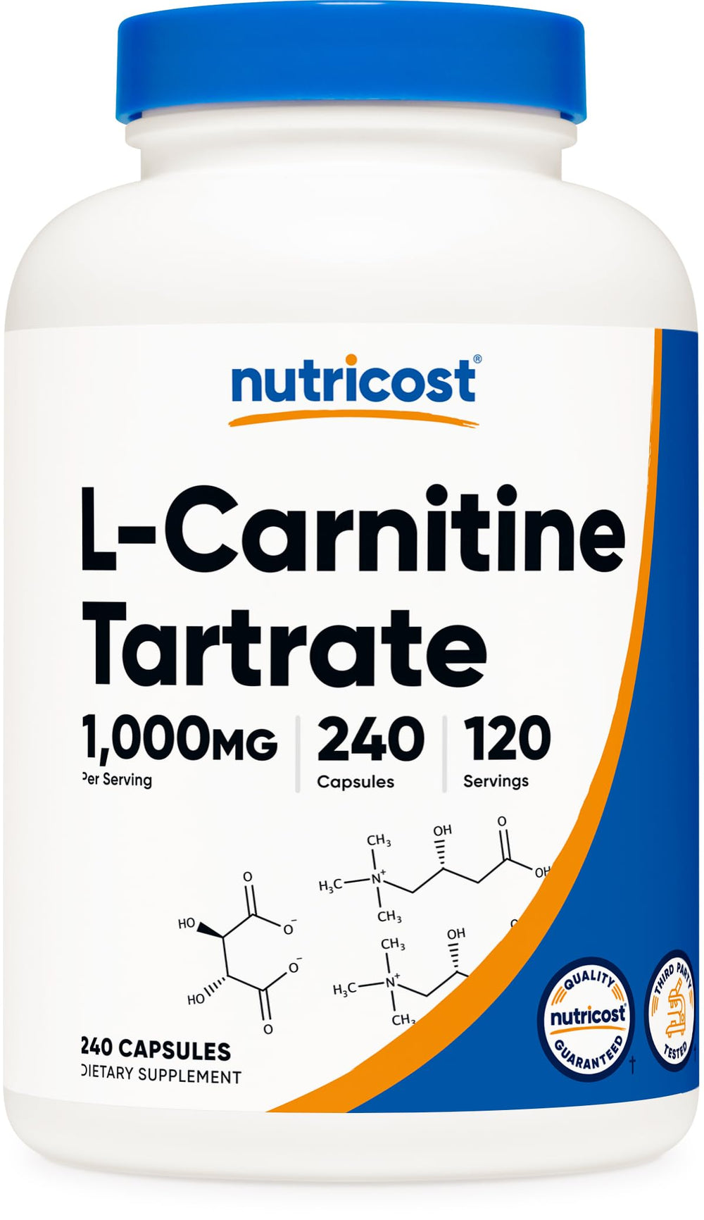 Nutricost L-Carnitine Tartrate 1000mg bottle with 240 capsules