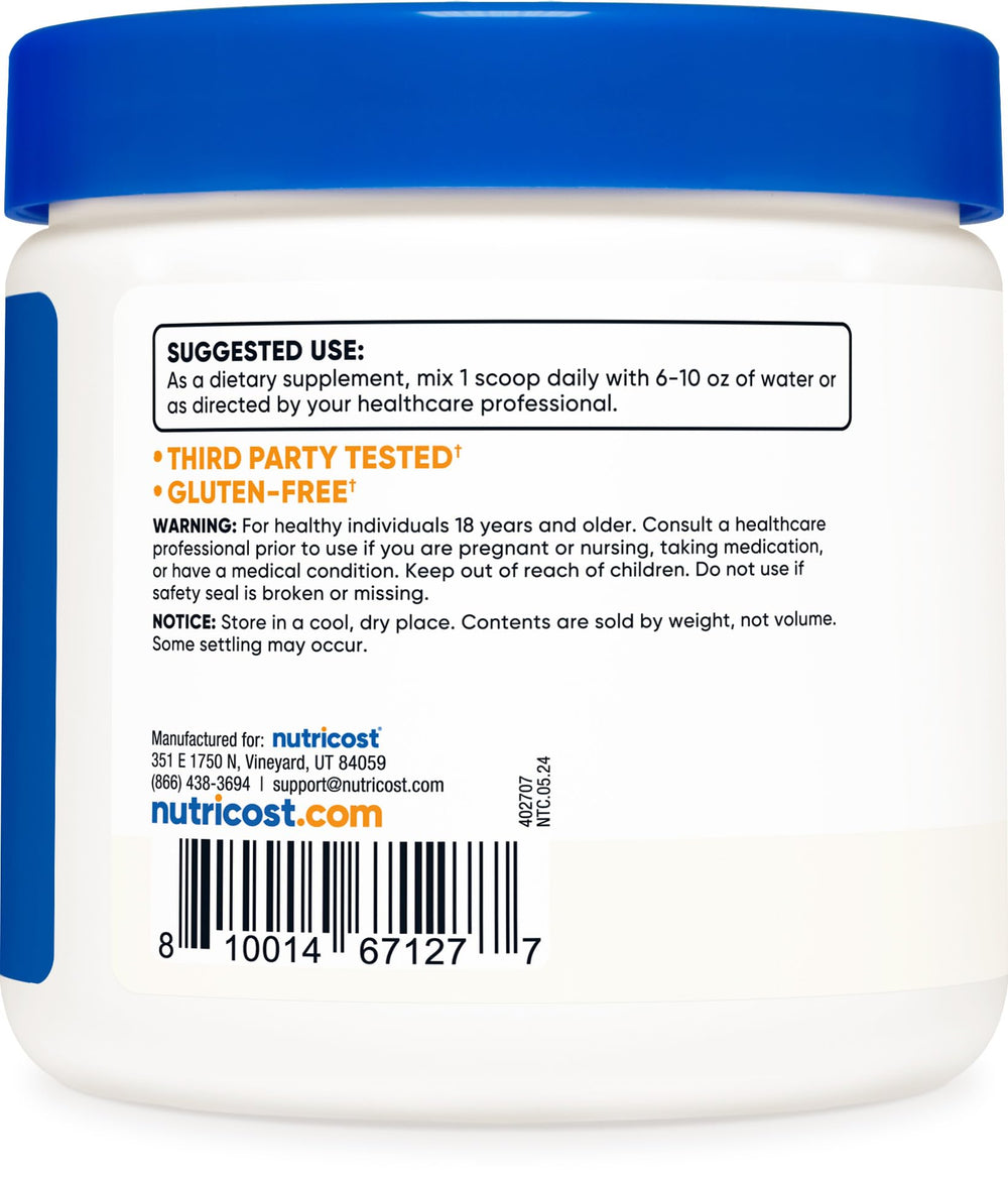 Nutrition facts label for L-Carnosine powder