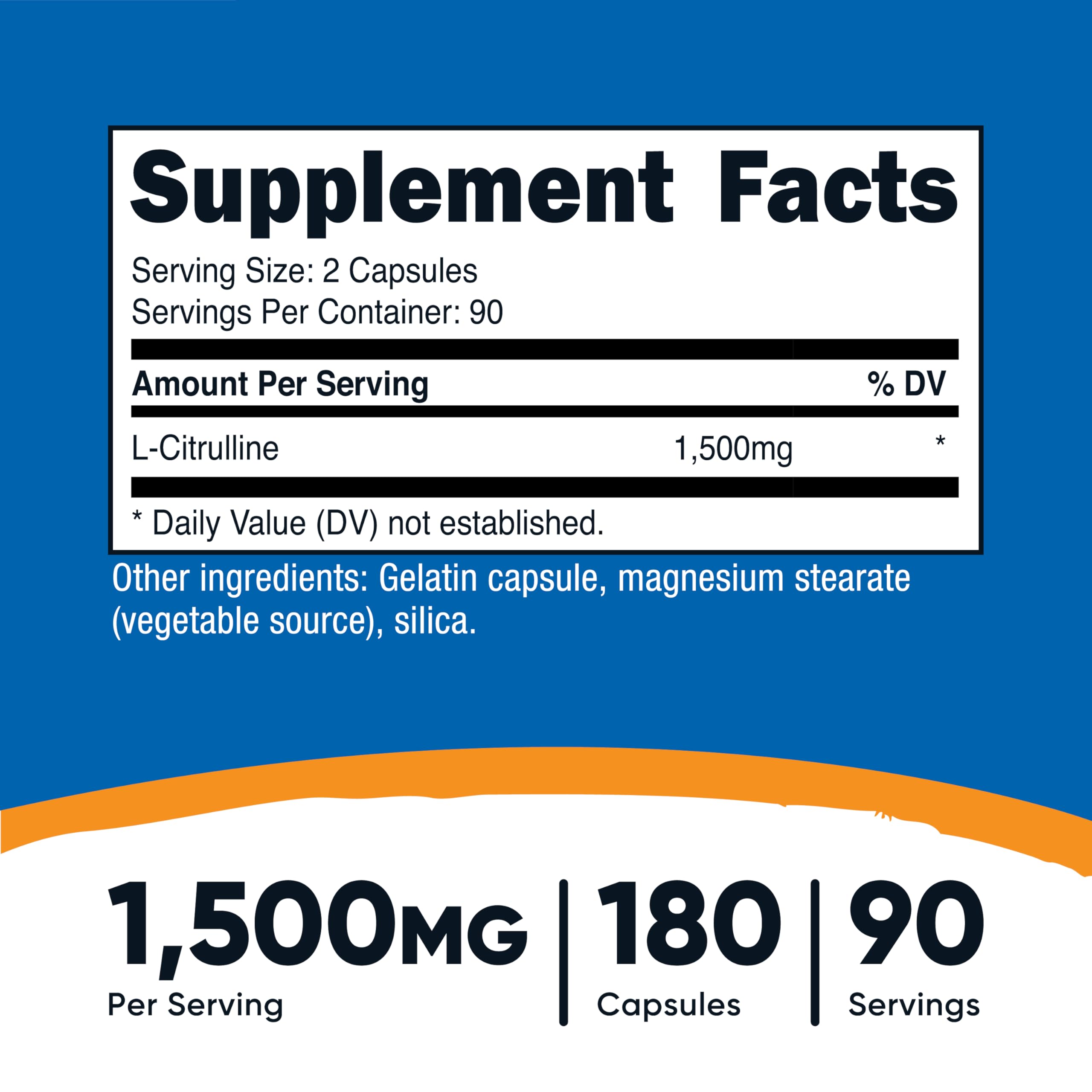 Bottle back label of Nutricost L-Citrulline 1500mg