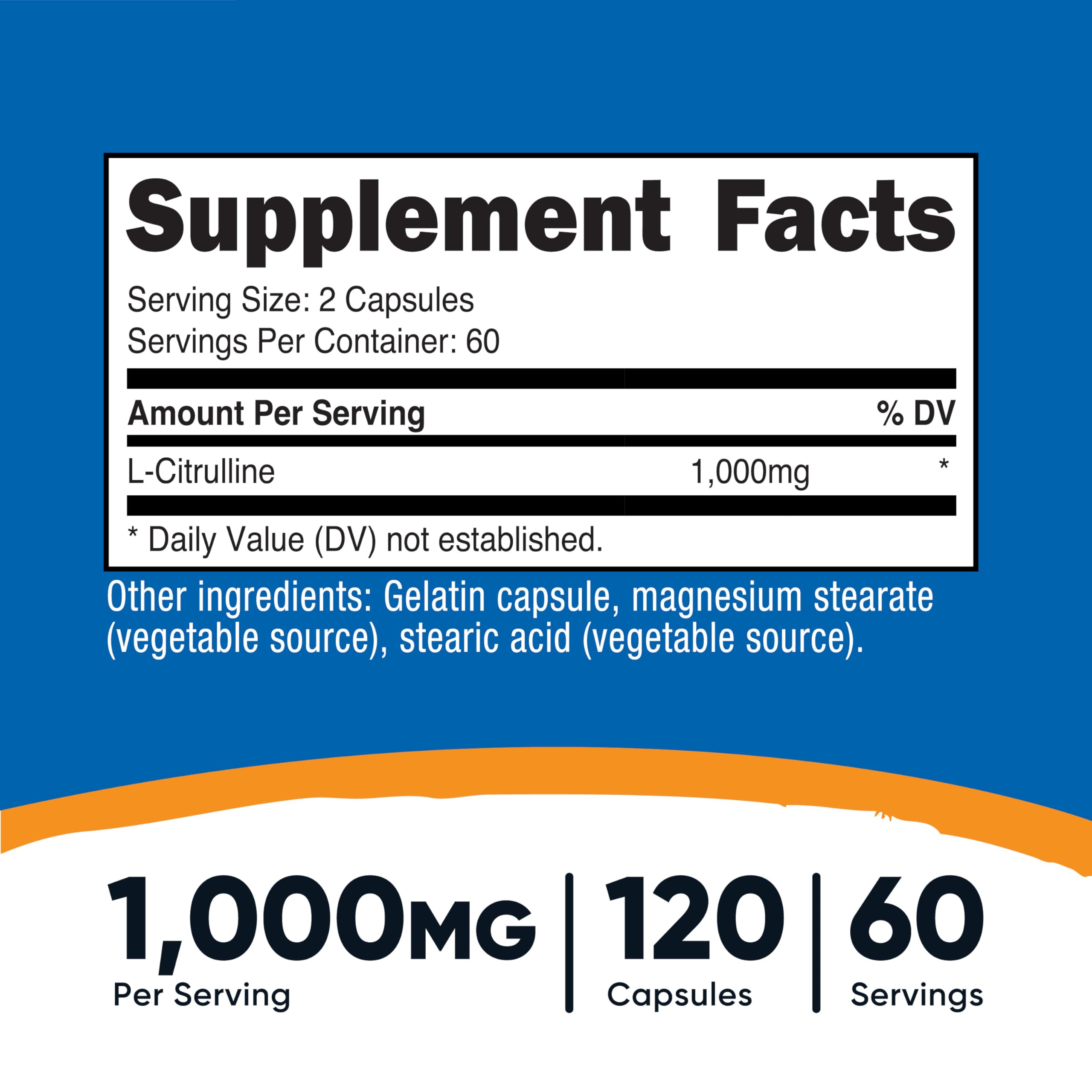 Close-up of L-Citrulline 500mg capsules