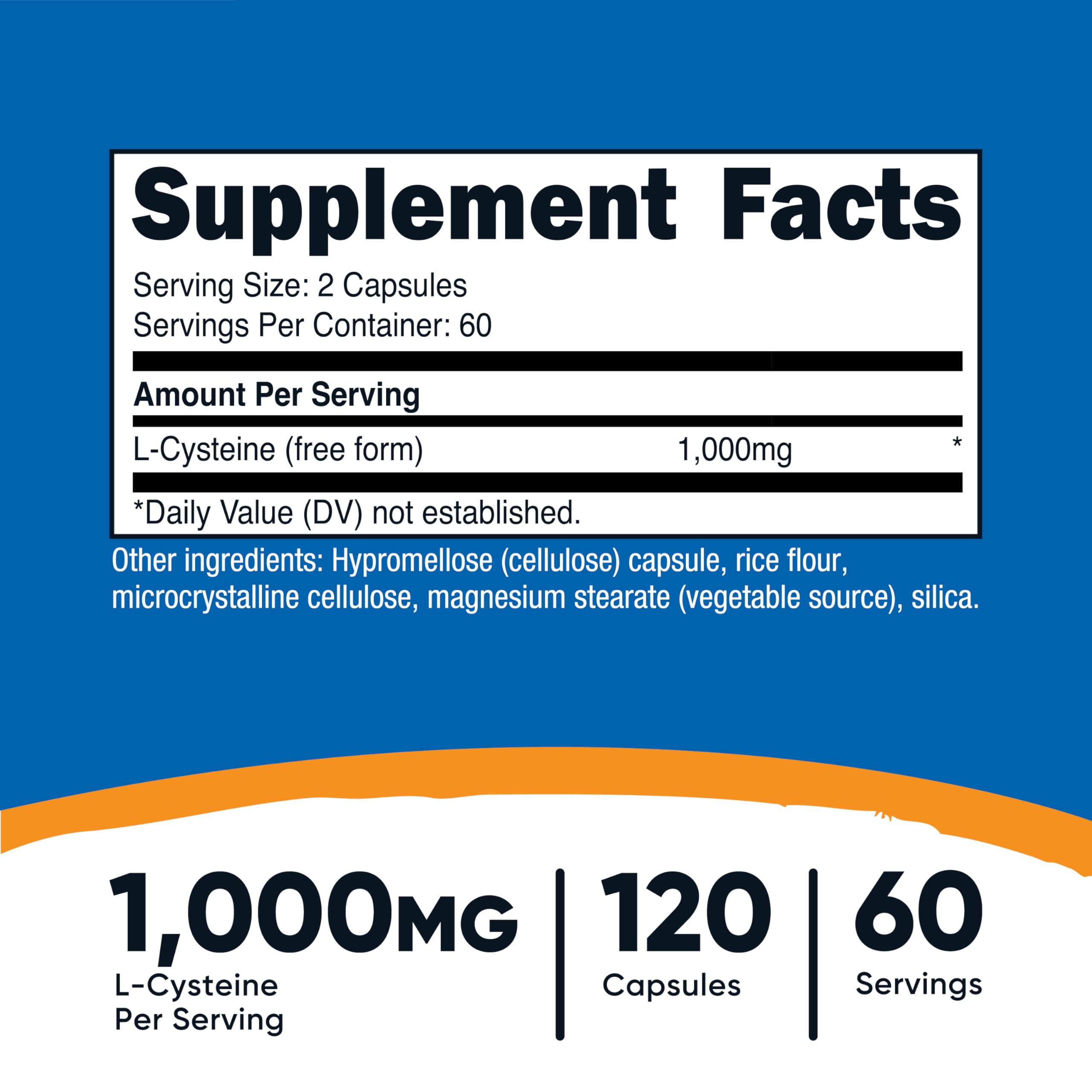 Close-up of Nutricost L-Cysteine 1000mg label