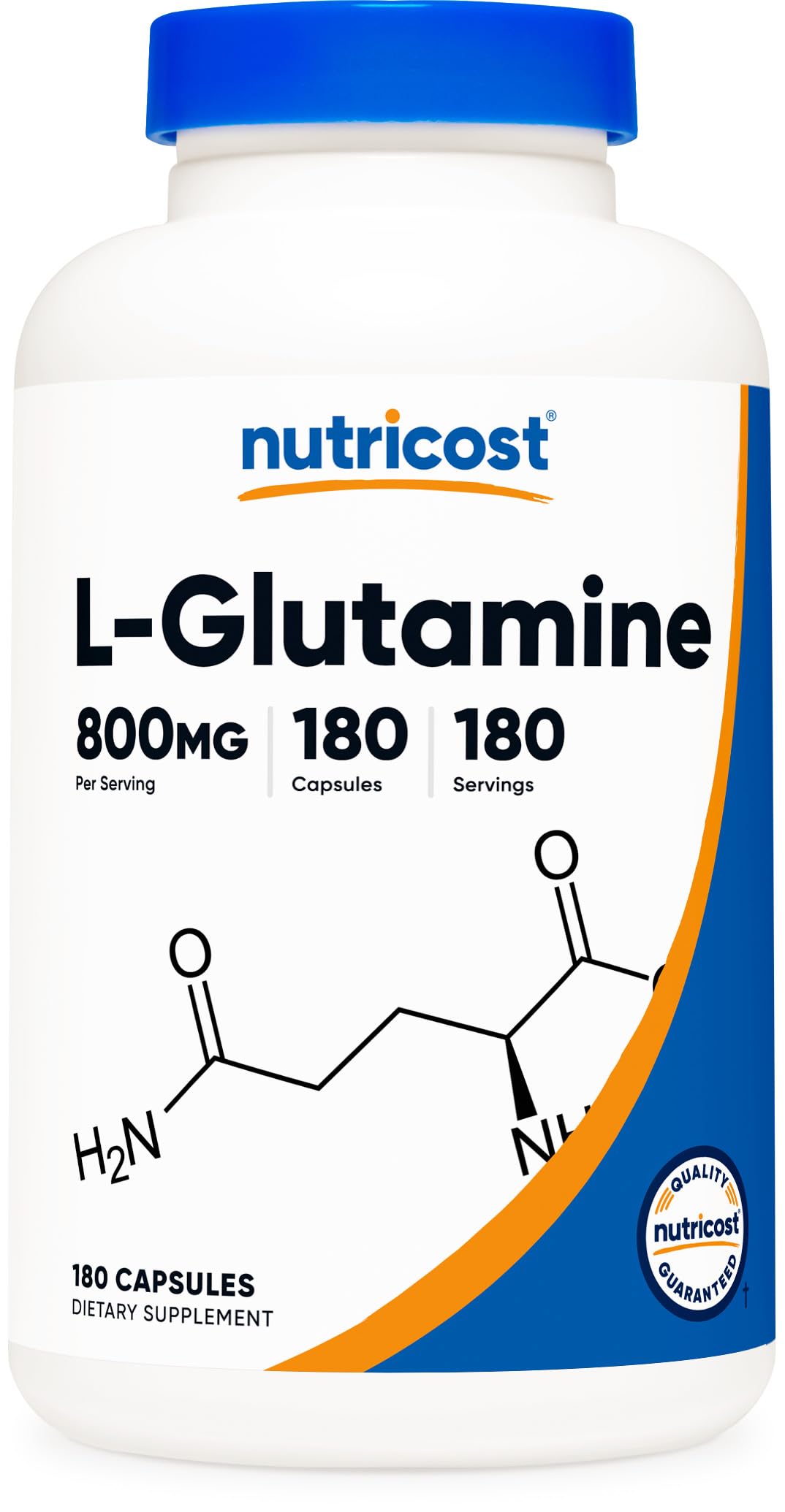 Nutricost L-Glutamine 800mg bottle label