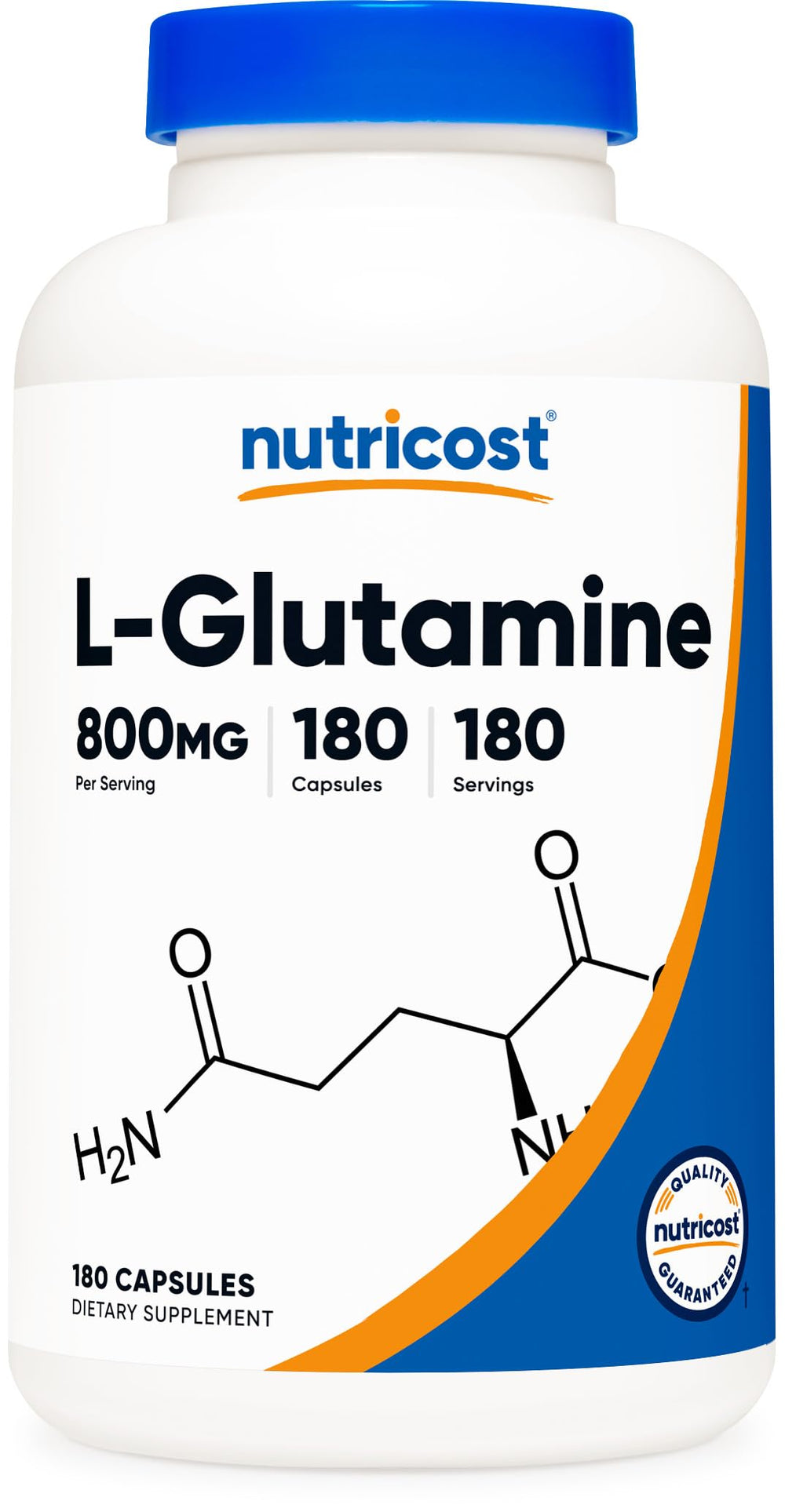 Nutricost L-Glutamine 800mg bottle label