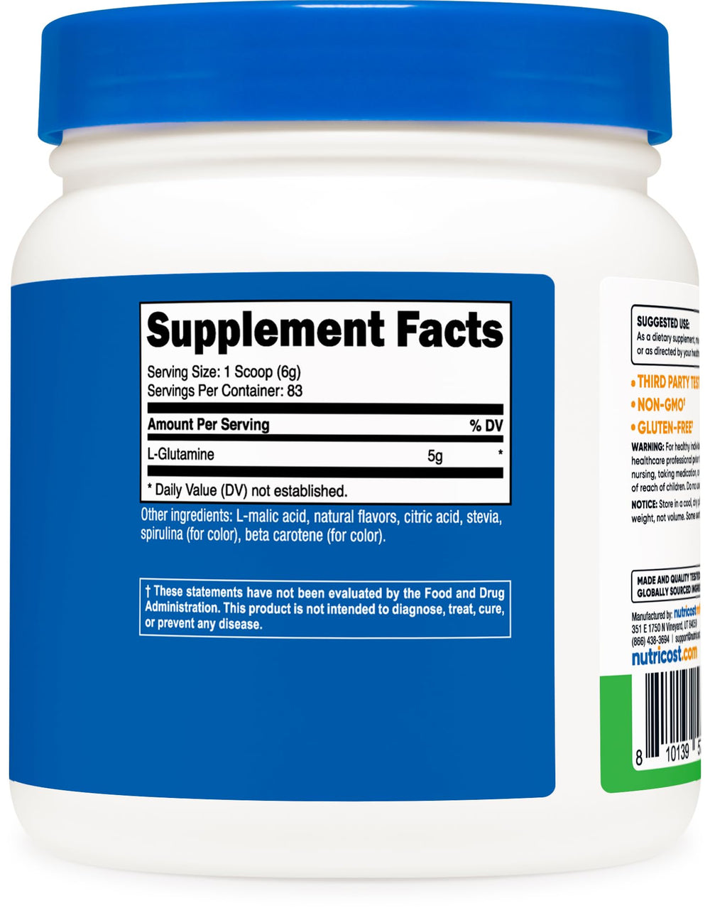 Serving scoop of Nutricost L-Glutamine Green Apple 500g