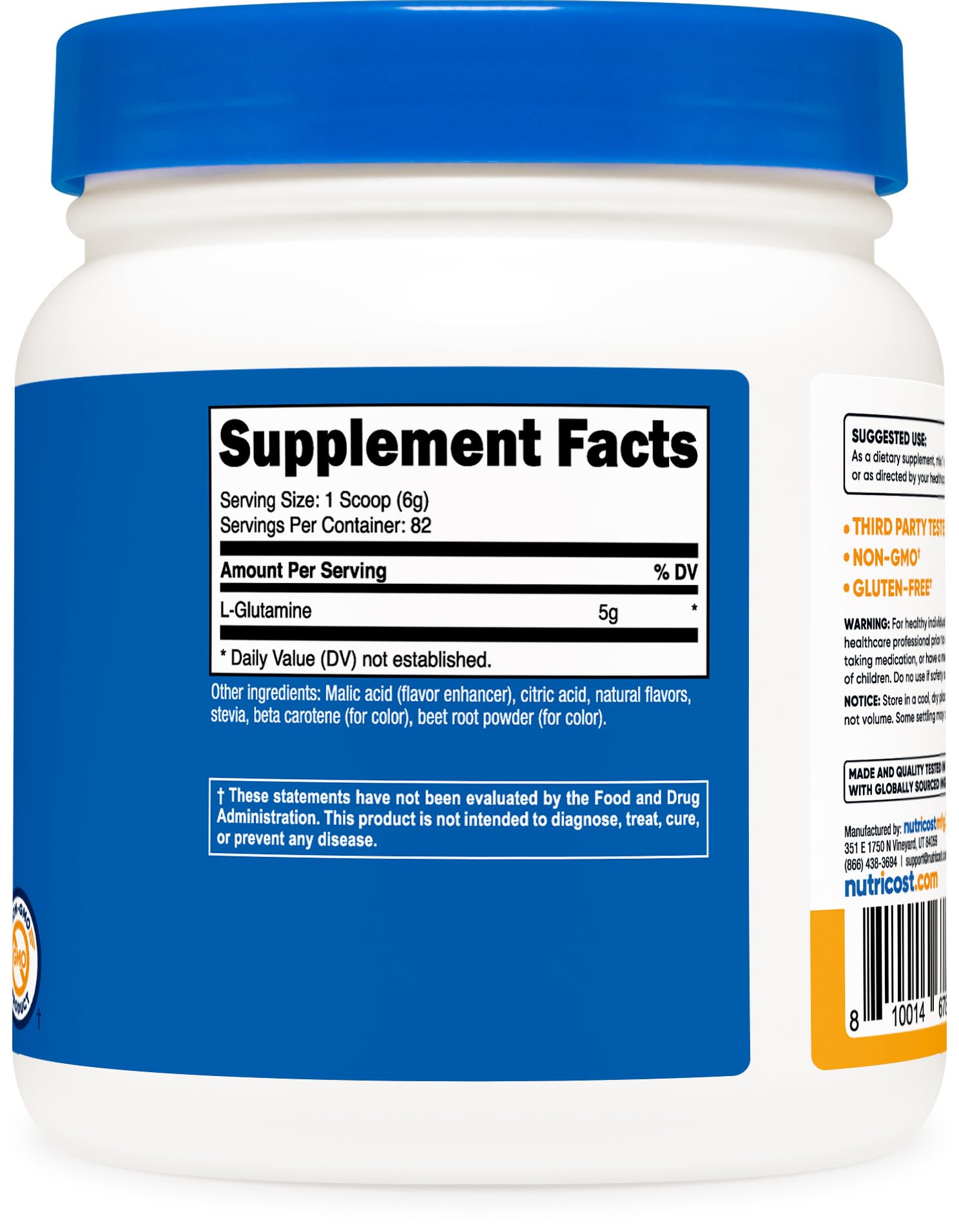 Lifestyle image showing Nutricost Peach Mango L-Glutamine powder usage