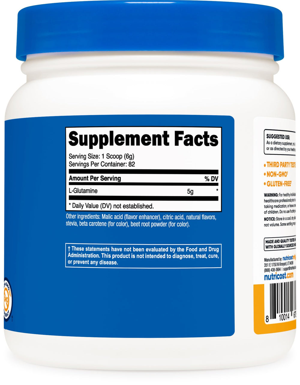 Lifestyle image showing Nutricost Peach Mango L-Glutamine powder usage