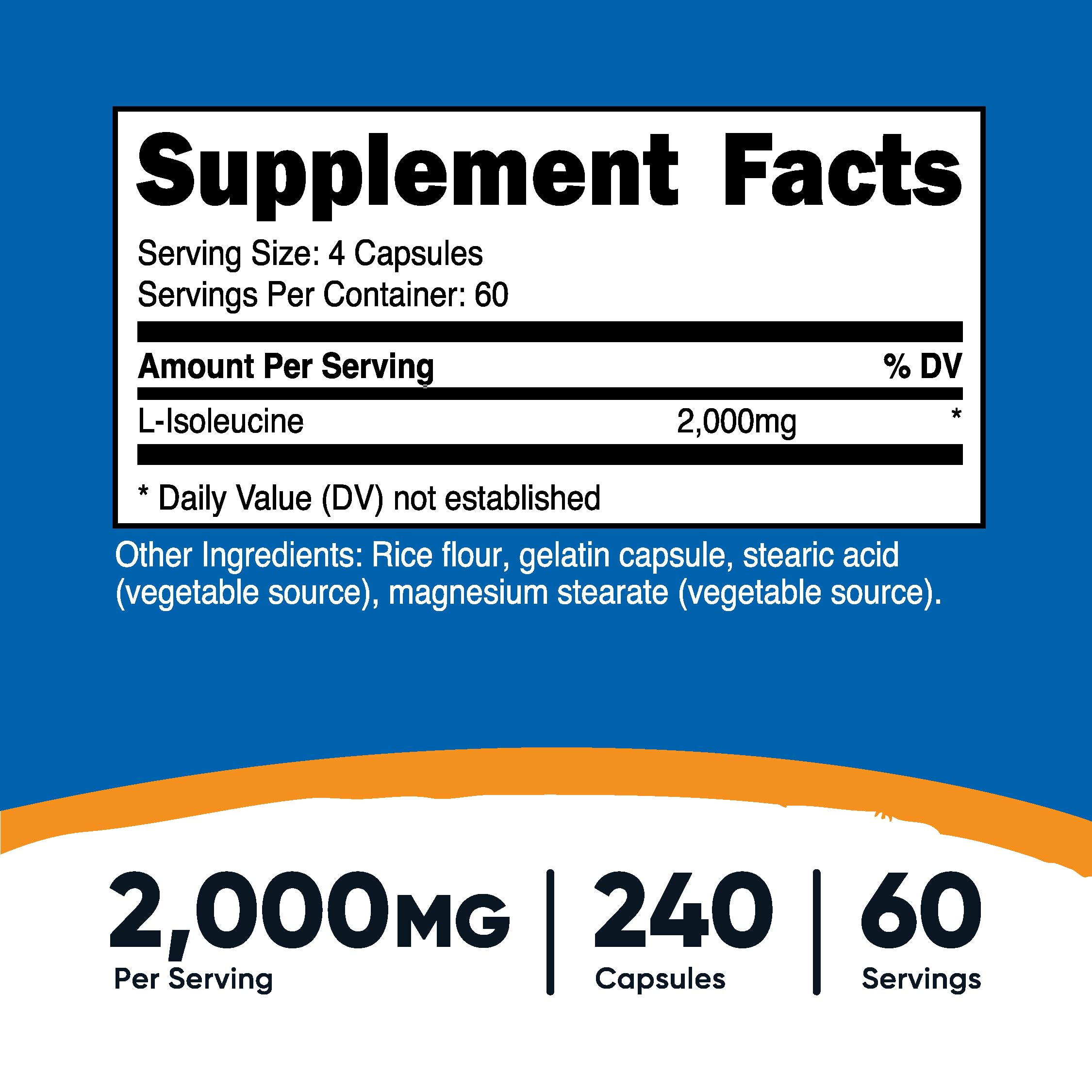 Nutricost L-Isoleucine bottle front showing essential amino acid support