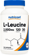 Nutricost L-Leucine 2000mg bottle with 120 vegetarian capsules