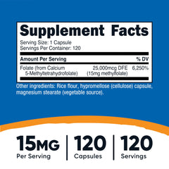 Nutricost L-Methylfolate 15mg bottle label close-up