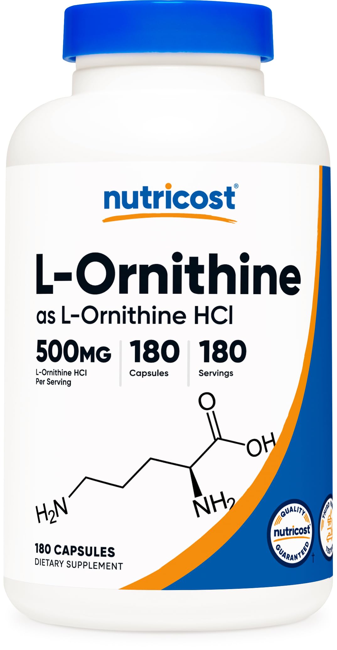 Nutricost L-Ornithine 500mg bottle label
