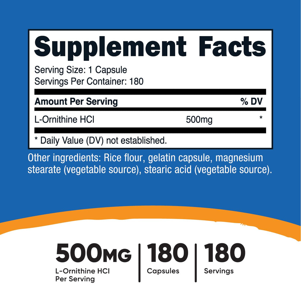 Close-up of Nutricost L-Ornithine 500mg capsule