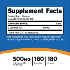 Close-up of Nutricost L-Ornithine 500mg capsule