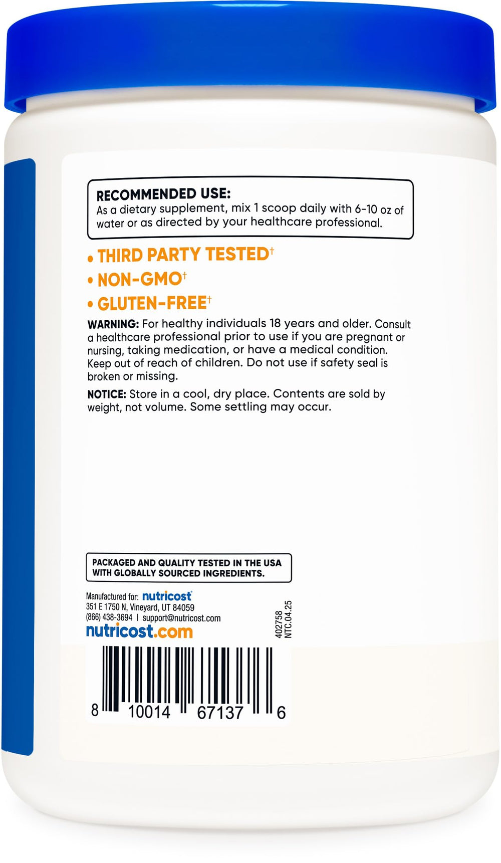 Packaging with Non-GMO and gluten-free icons