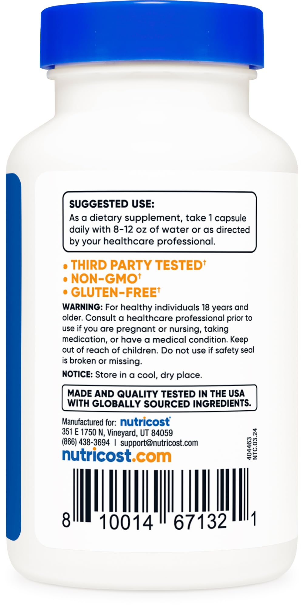 Ingredients showing plant-based vegetarian capsules