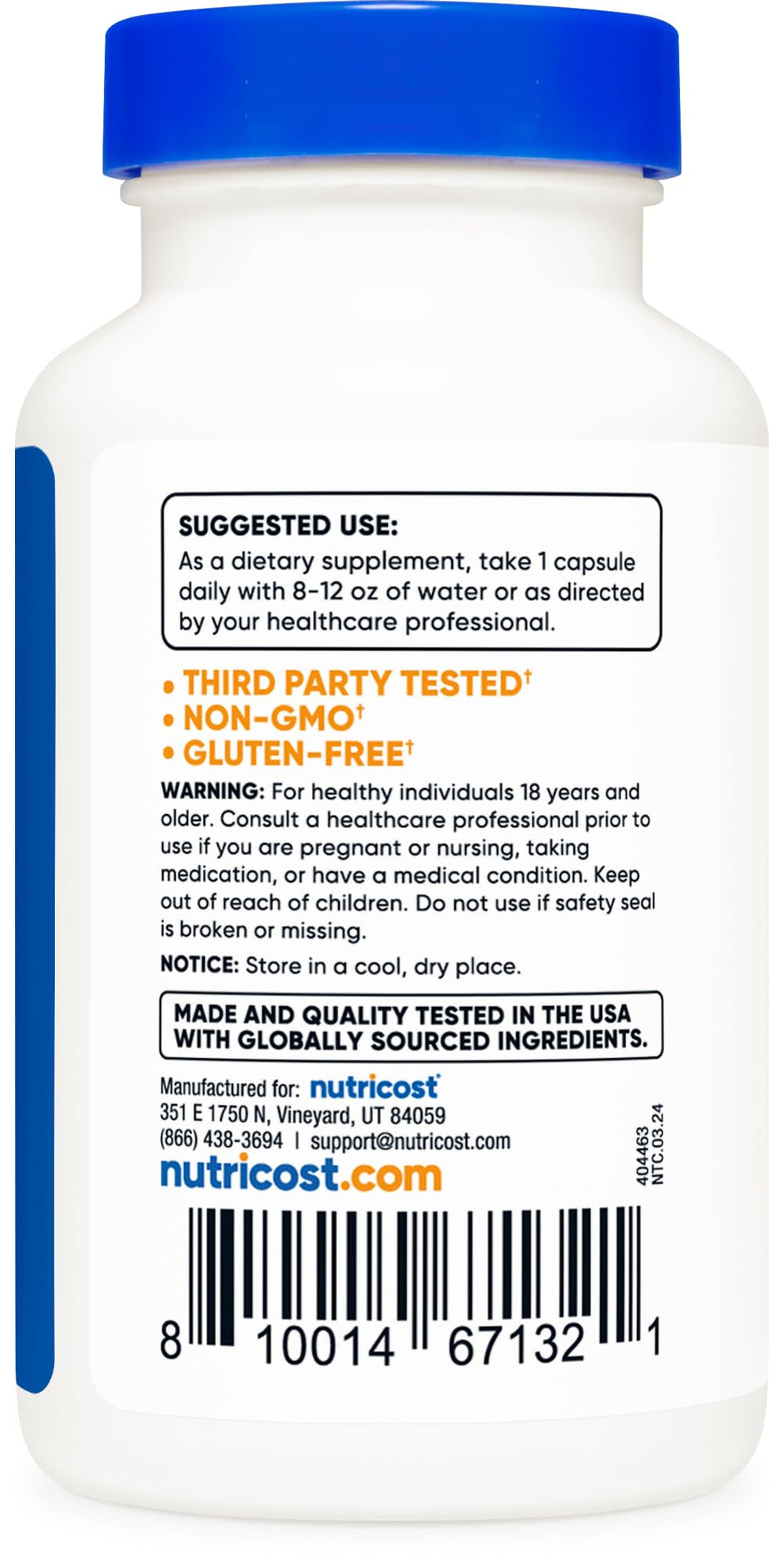 Ingredients showing plant-based vegetarian capsules