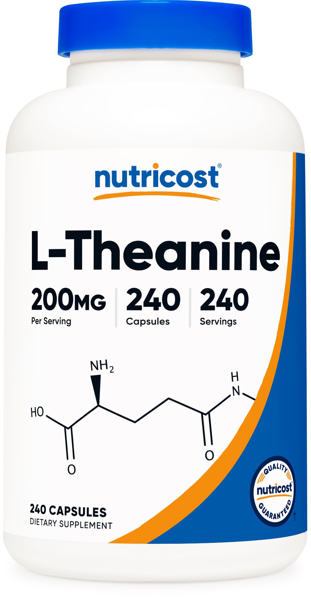 Bottle of Nutricost L-Theanine 200mg, 240 capsules