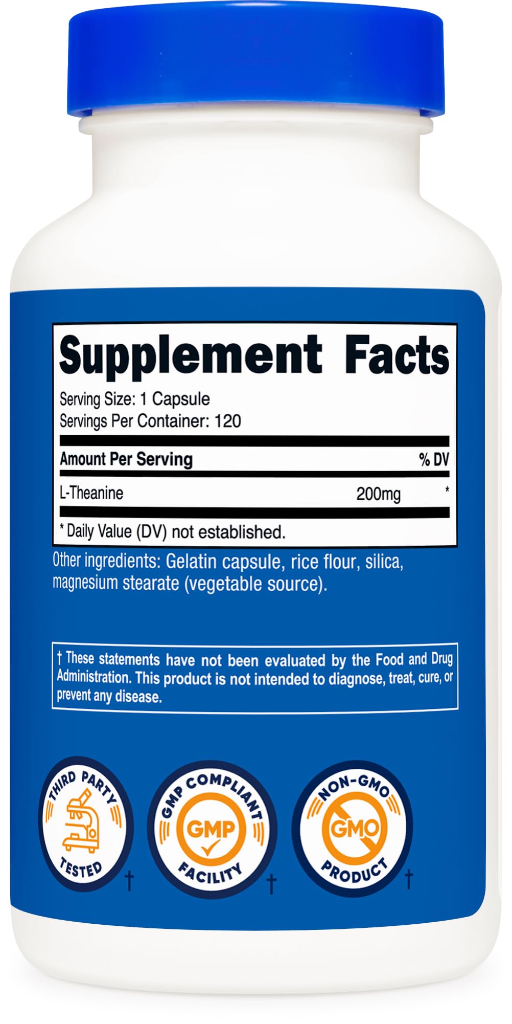 Nutricost L-Theanine bottle on desk; ideal for study or work.