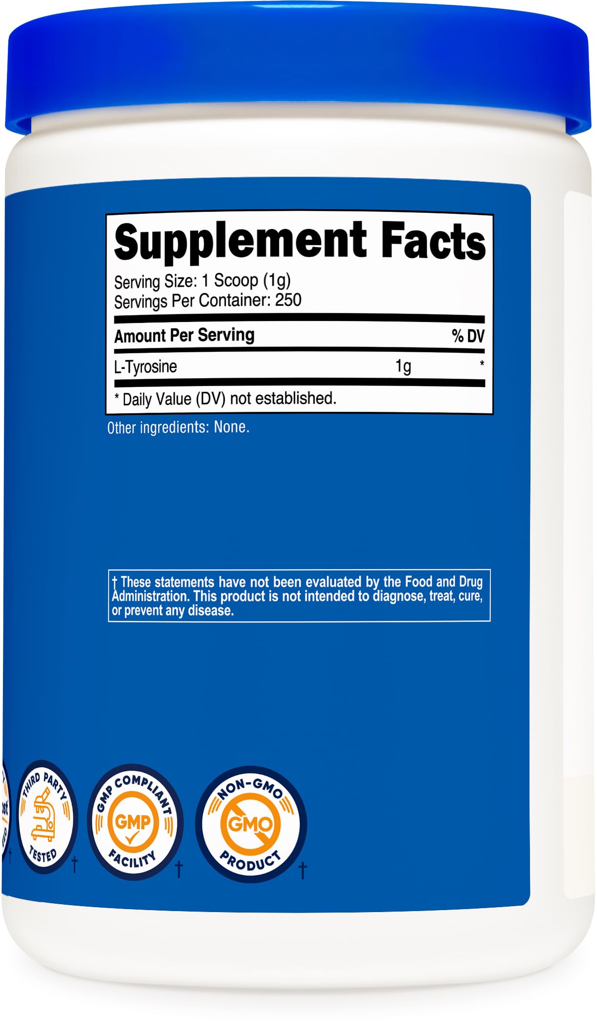 Gluten Free and Non-GMO labeling on L-Tyrosine powder
